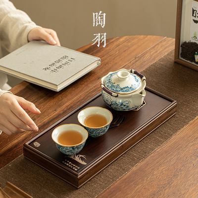 汝窑金万花手抓壶茶杯茶盘一壶二杯泡茶器单个家用防烫手茶具套组