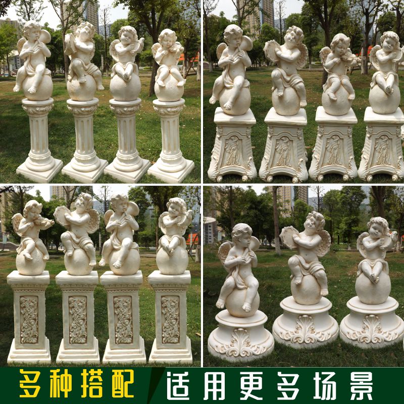 欧式天使雕塑户外玻璃钢人物庭院园林摆件公园工艺雕像客厅装饰品