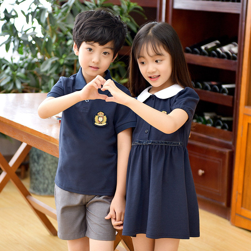 幼儿园园服夏季儿童装2021新款学院风女童短袖裙子小学生校服班服