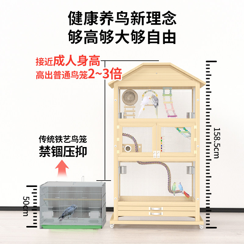 特大号鸟笼实木鹦鹉笼玄凤虎皮庭院八哥鸽子繁殖专用豪华别墅大全