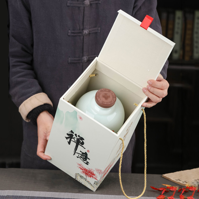 陶瓷酒瓶5斤装带礼盒密封空酒瓶子家用酒壶中式酒柜装饰酒具酒罐