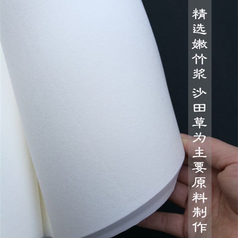 四尺六尺对开三四开仿古白色半生熟宣书法练习创作100张毛边宣纸