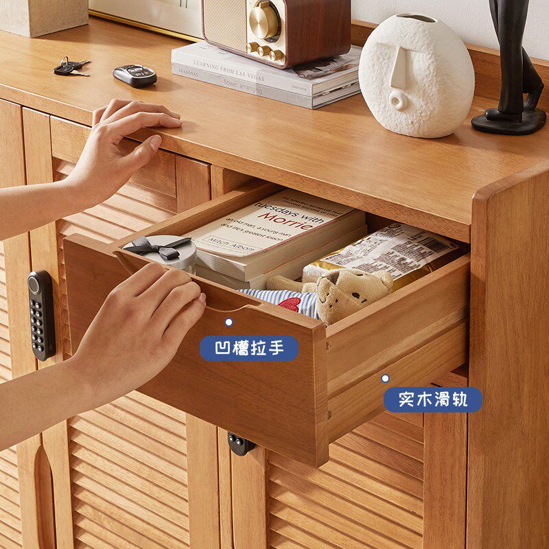 入户鞋柜家用门口玄关实木大容量超薄对开门鞋架楼道带锁新款超薄