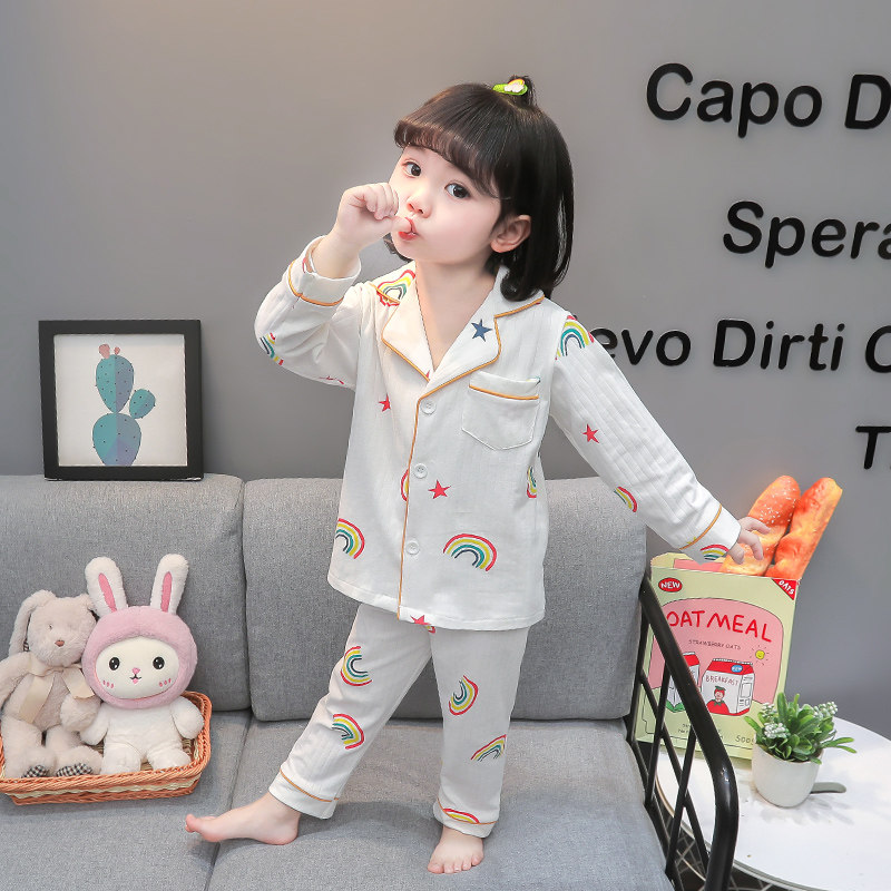 儿童睡衣春秋纯棉女孩套装宝宝长袖女小童女童家居服大童全棉A类
