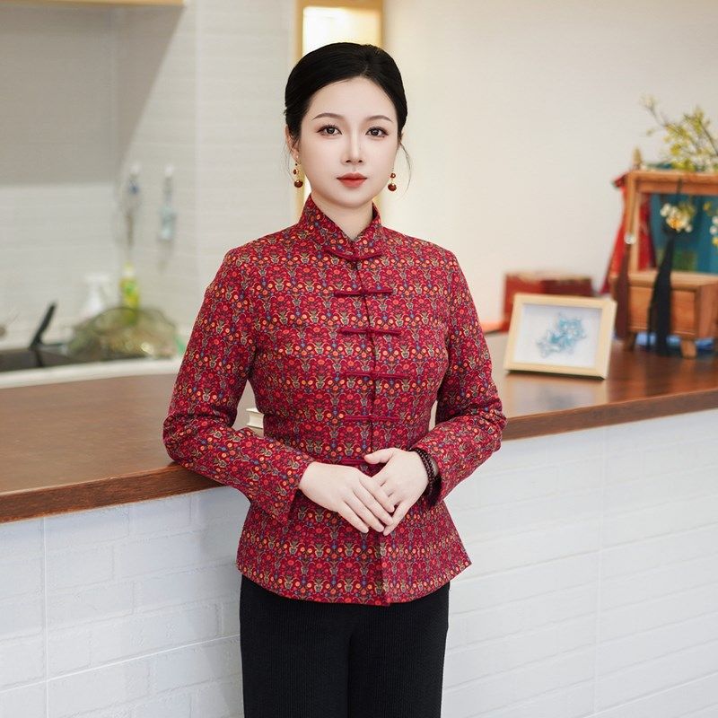 筠雅冬季新款唐装女中国风旗袍小袄加厚保暖新中式盘扣棉衣24J449