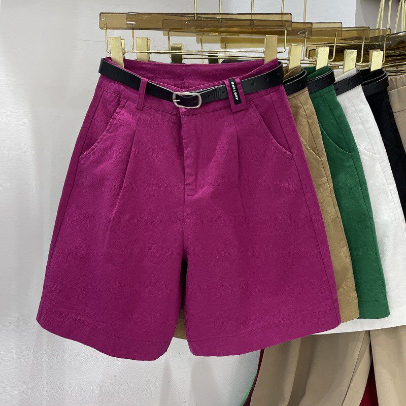 夏季薄款小个子工装休闲阔腿短裤女显瘦a字高腰大码纯棉五分裤子