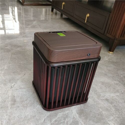 美式2022年新款智能感应垃圾桶家用客厅创意高档高颜值清单实木