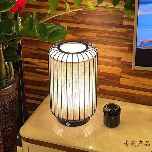 触摸三色调光充电式台灯新中式卧室床头阅读灯氛围灯禅意客厅夜灯