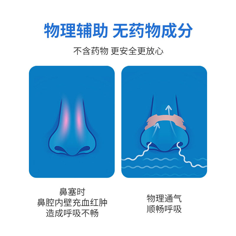 妙鼻贴通气妙鼻贴鼾贴弹力物理扩张呼吸贴成人贴儿童打呼噜鼾妙鼻