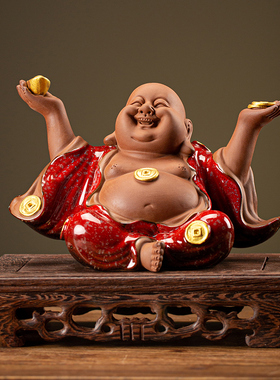 弥勒佛笑佛大肚佛茶宠摆件精品紫砂茶玩茶道配件茶具茶桌装饰摆设