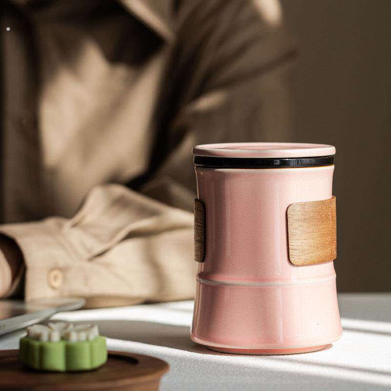 领美陶瓷粉茶杯带盖过滤泡杯创意陶瓷伴手礼礼盒装茶杯水杯随手杯