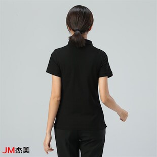 定制奔驰4S店黑色夏季工作服短袖T恤女款舒适透气 POLO衫员工服装