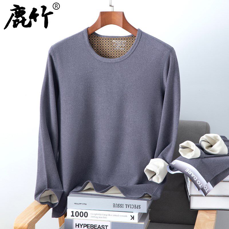 爸爸冬装蓄热保暖内衣套装中年男士冬季磨毛弹力秋衣秋裤中老年人