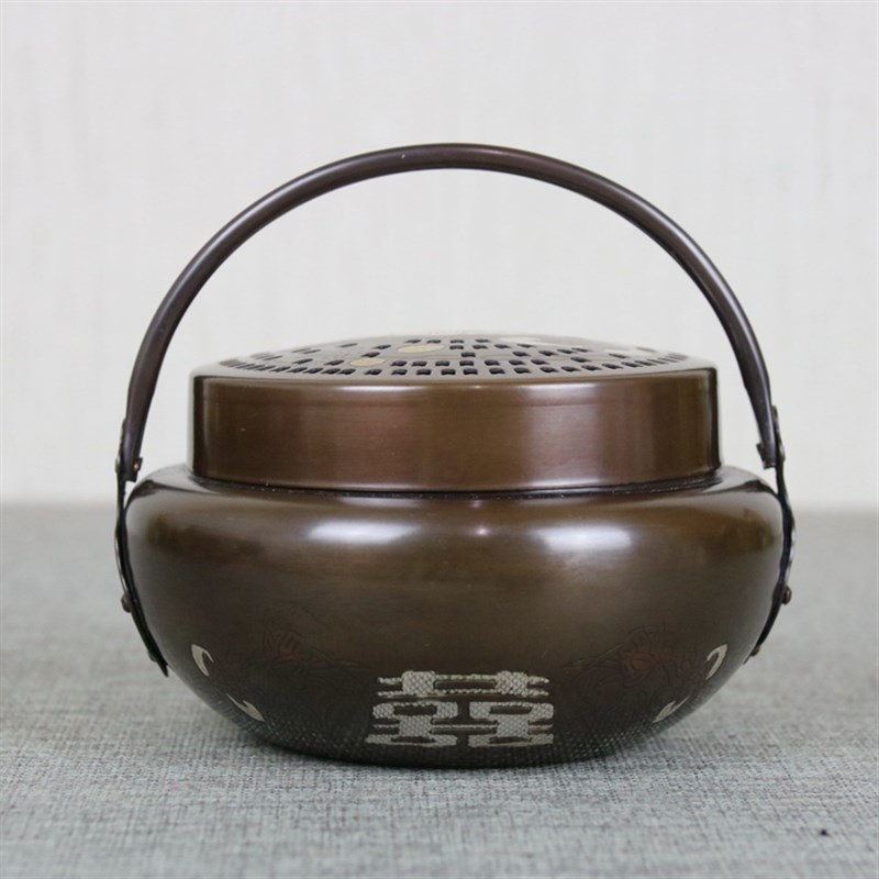 铜暖手炉纯手工旺盆 纯铜火铳铜手炉铜脚炉铜怀炉铜火冲婚庆自用