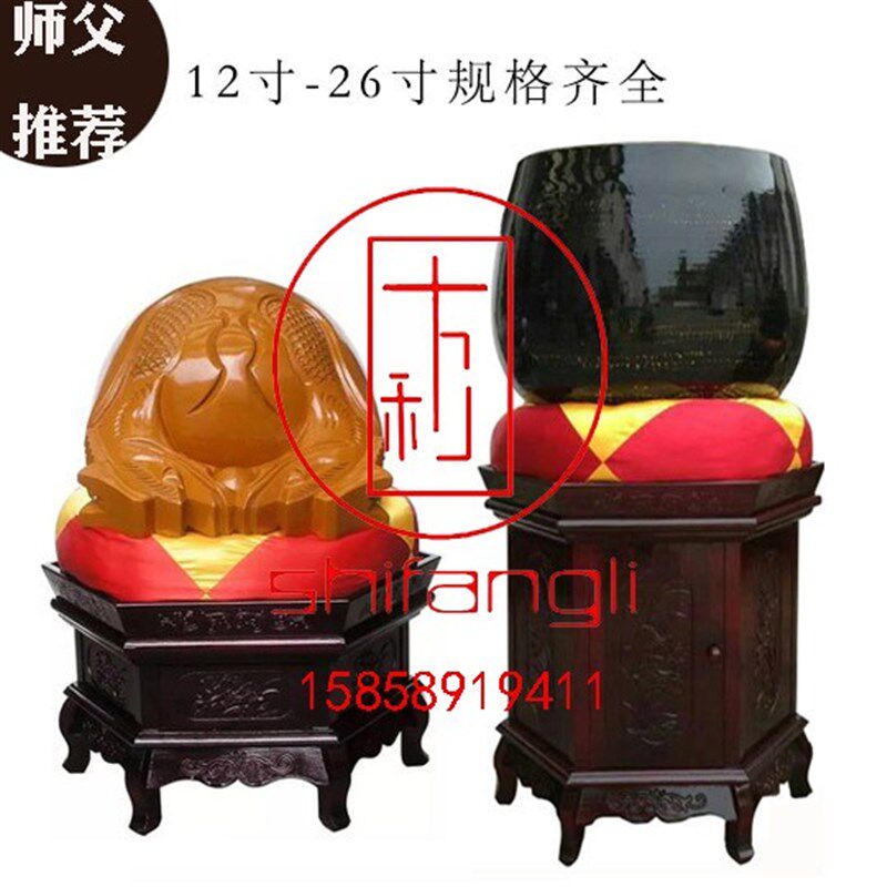 多种尺寸铜磬大庆佛音碗铜钵佛具大号樟木木鱼法器中式寺院法器