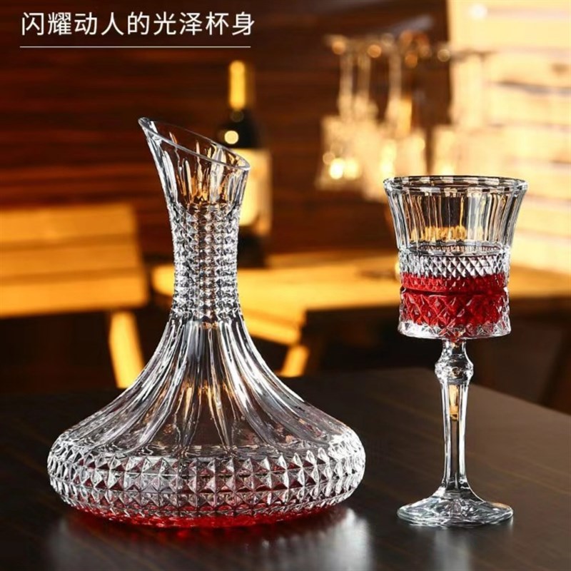 水晶玻璃斜口醒酒器红酒分酒器家用高档刻花快速葡萄酒醒酒壶