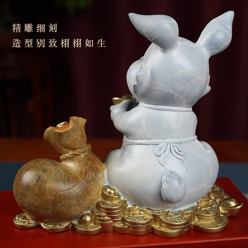 兔子摆件彩铜落地公仔新年玩偶家居饰品桌面送礼物工艺品