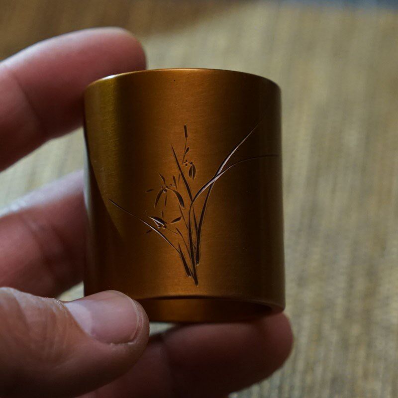 铜契铁壶盖托盖置壶盖架茶道空间茶席纯铜手工雕刻紫铜新品刻竹兰