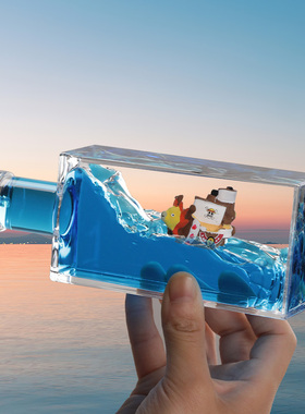 泰坦尼克号邮轮流体漂流瓶摆件乘风破浪漂浮游轮不会沉的友谊小船