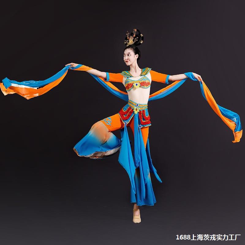 敦煌飞天乐鼓舞蹈服道具新款成人敦煌飞天舞蹈特色艺考套装创意棉图片