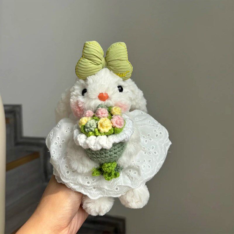 采购产品袋子吊坠的妇女,精致的手持花,垂耳兔子袋吊坠,钥匙链,毛