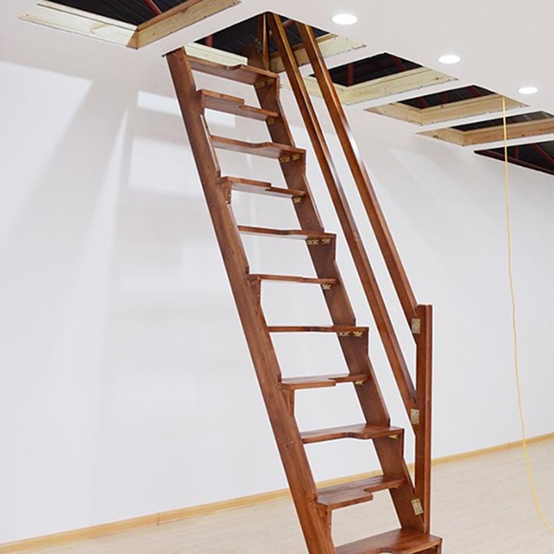 简易小梯子家用实木楼梯阁楼整体楼梯扶手梯大踏板移动防滑木梯子