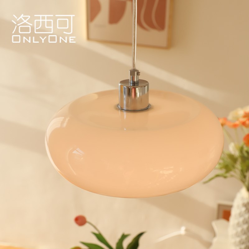 洛西可 北欧奶油风玻璃小吊灯中古 意式玄关吧台入户飘窗阳台灯具