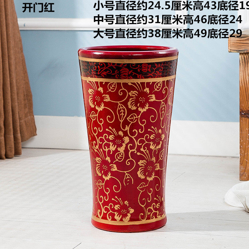 特大号陶瓷红色花盆大码高筒花钵花缸深盆家用室内外落地创意高档