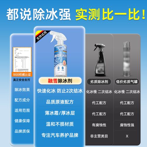 汽车隐藏门把手除冰剂汽车挡风玻璃结冰融雪剂车窗化冰除霜雪神器