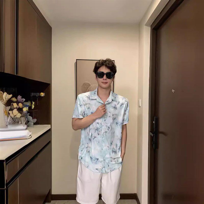 海边亲子装一家三口夏威夷沙滩衬衫港风母子母女装连衣裙雪纺