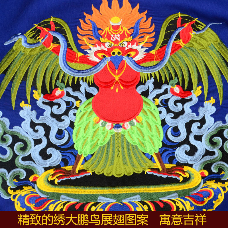 藏式墙上装饰布艺挂画藏族文化民宿背景墙挂布绣大鹏展翅壁画挂毯
