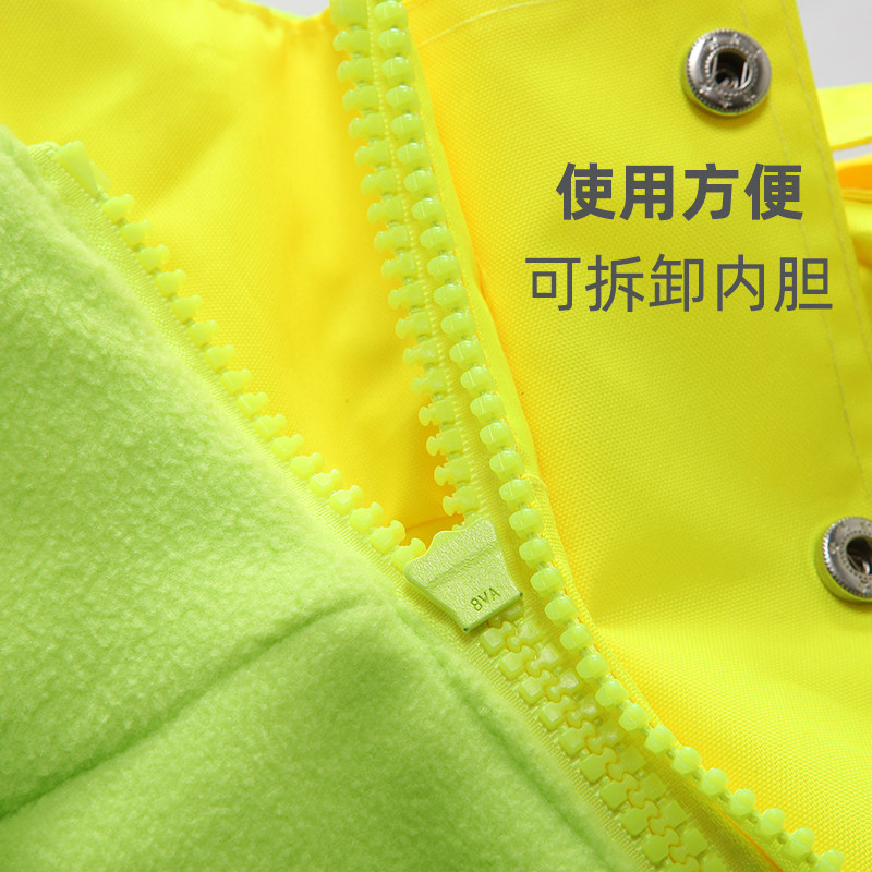 反光执勤冬天雨衣套装加绒雨衣防水加厚保暖交通防风防寒加棉雨衣