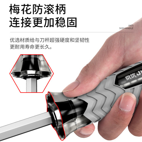 京优冲击螺丝刀带磁超硬穿心起子撞批多功能万用刀头改锥头可敲击