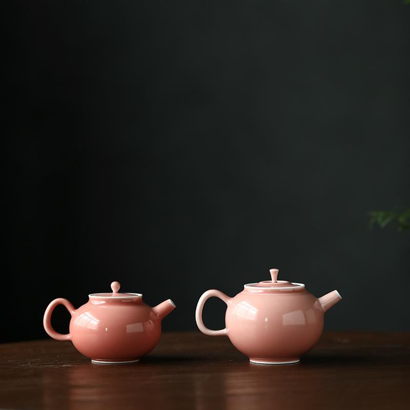 薄胎陶瓷景德镇功夫茶具套装家用妃红瓷球孔过滤手工单壶泡茶壶器