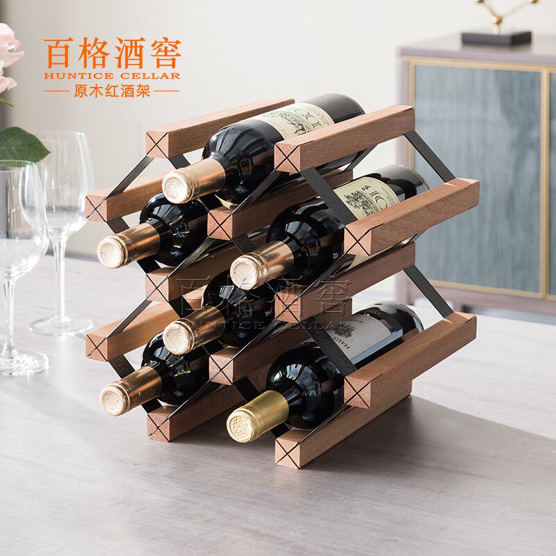 百格酒窖创意酒架摆件简约红酒架酒瓶格子菱形置物架家用客厅酒柜