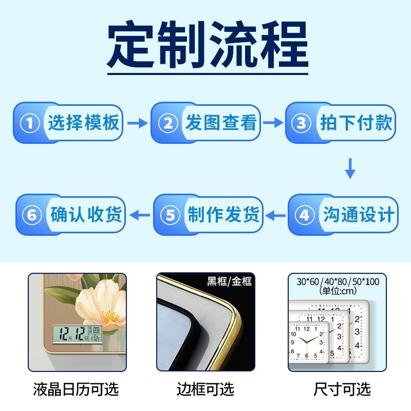 定制尺寸挂画定制来图定做玄关客厅壁画订做照片挂墙钟定制diy