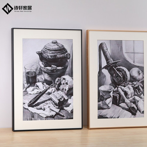 简约铝合金素描画框挂墙a3相框定制做A4装裱细窄边架4k8开外框架