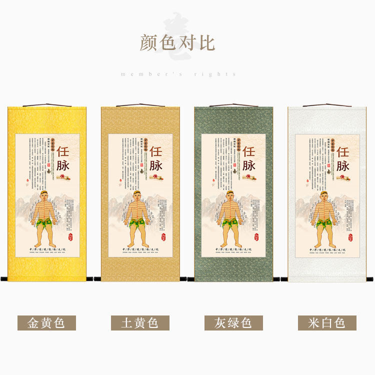 十四经脉图 中医十二经络图 任督二脉卷轴挂画诊所医院挂图装饰画
