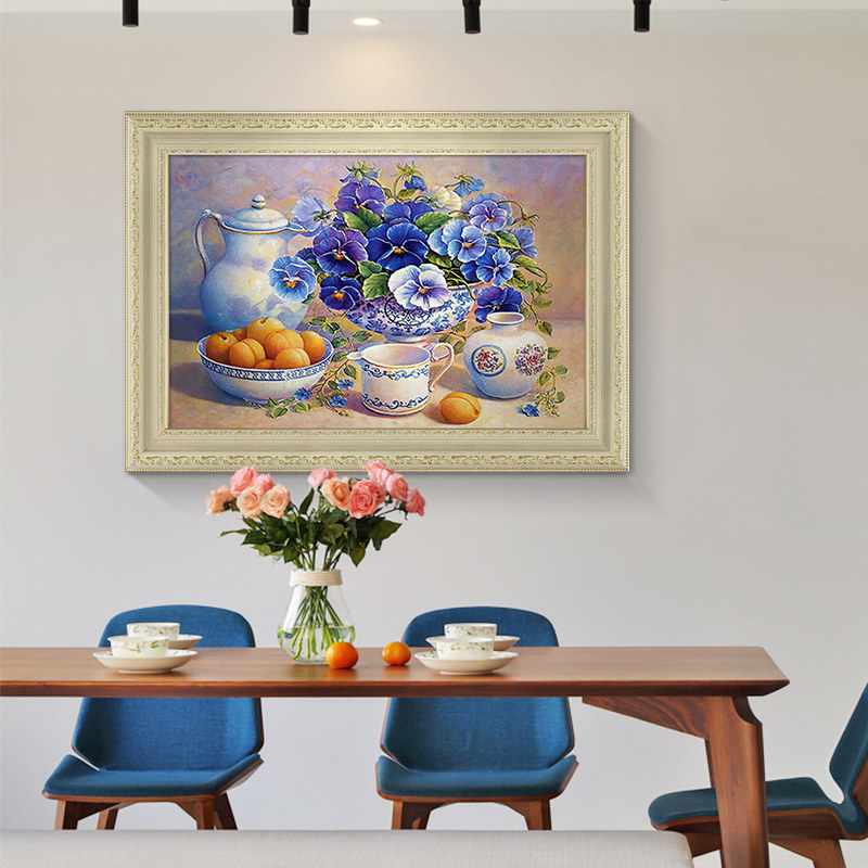欧式餐厅装饰画静物花卉饭厅挂画水果厨房壁画客厅油画北欧风温馨
