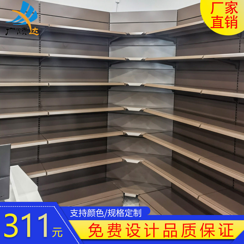 厂家批发咖啡色内转角加宽加厚单双面大卖场商用超市货架展示架