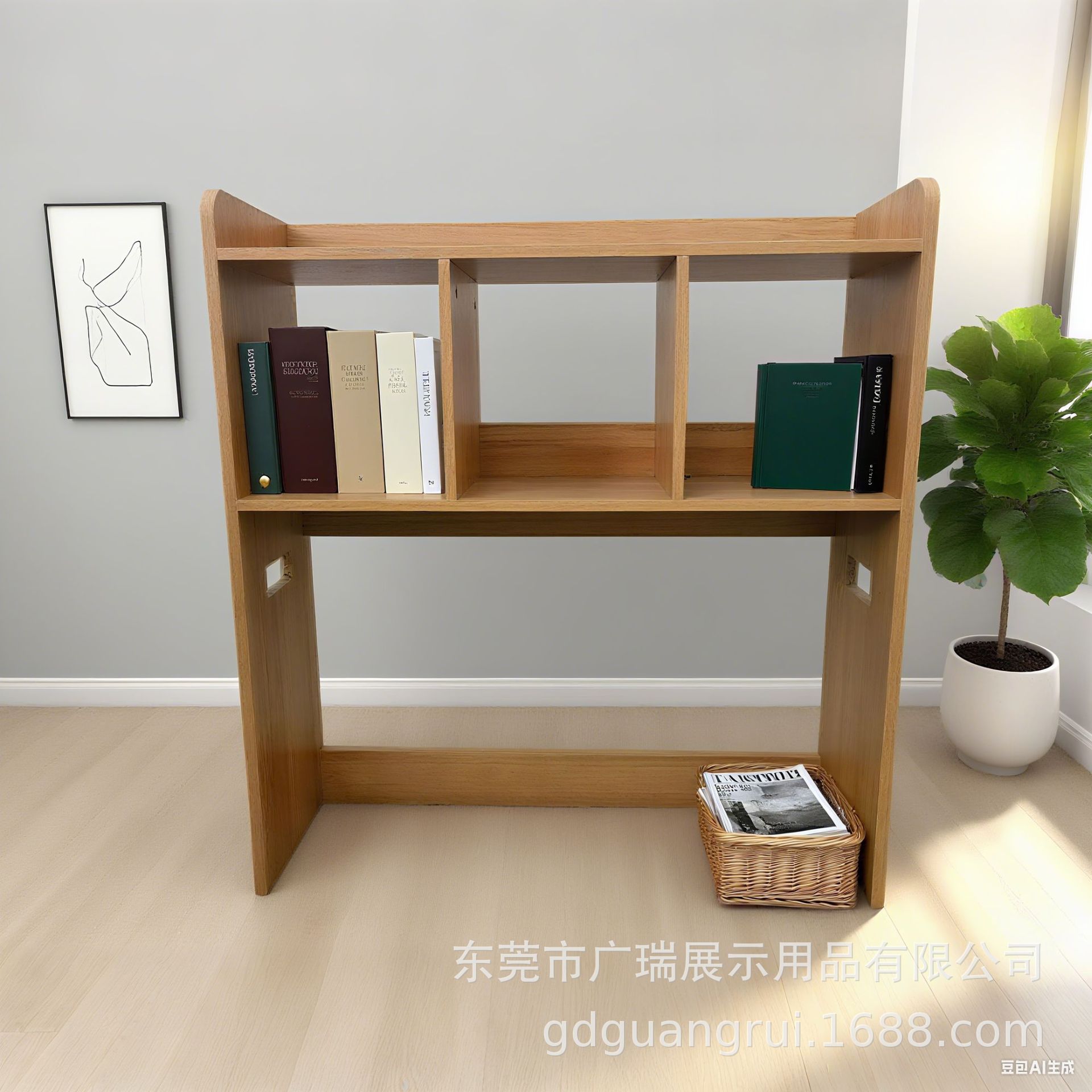 办公桌面双层带灯带电收纳书架图片