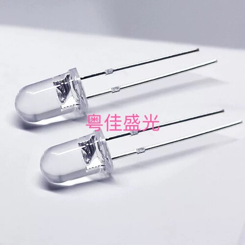 F5圆头透明白发黄 黄色LED灯珠指示灯反极性超高亮直插发光二极管