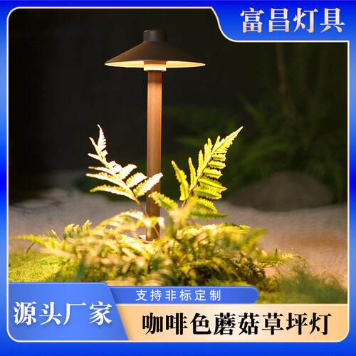 厂家现货咖啡色蘑菇草坪灯小院造景布置蘑菇灯接电款氛围灯草坪灯
