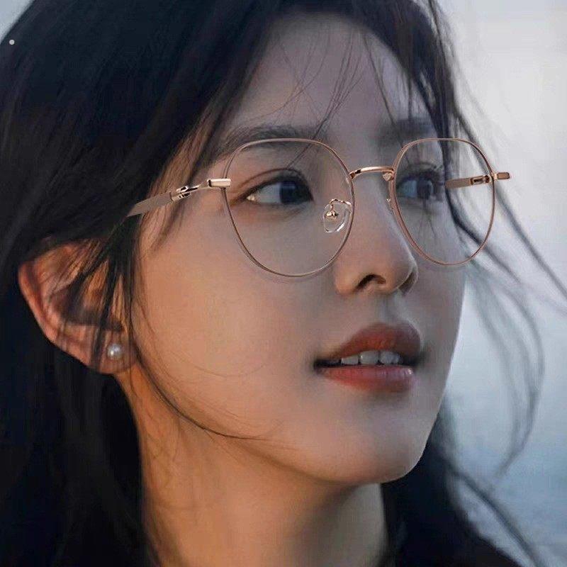 装饰眼镜女高级感透明平面镜无度数美颜平静闪光素颜神器平光护眼