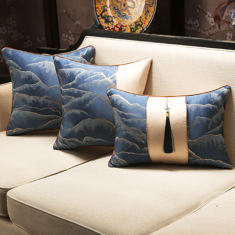 中式靠枕沙发客厅长方形抱枕靠垫套腰枕大号靠背拼接抱枕套不含芯