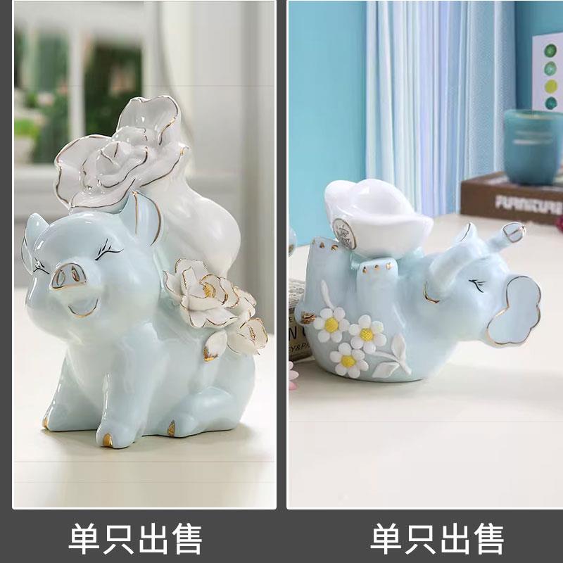 家里陶瓷单只招财猪发财猪瓷器小猪客厅酒柜白菜猪家居摆件装饰品