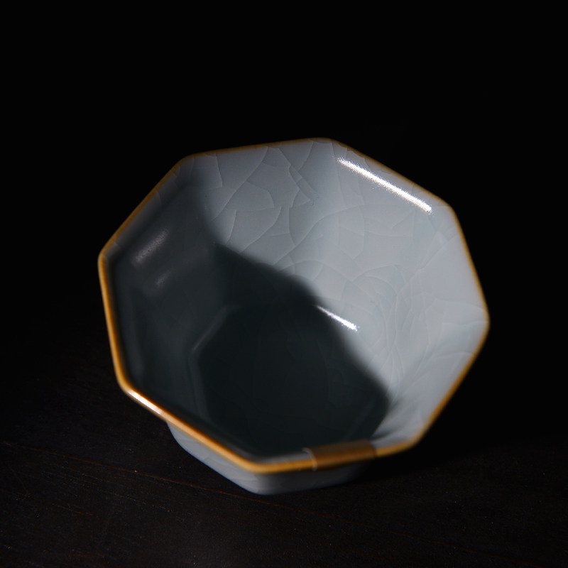 奉华窑 汝窑天青月白开片八方杯品茗杯 茶杯茶碗功夫茶道茶具