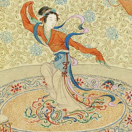 丁观鹏仿仇英汉宫春晓图卷亭台楼阁界画临摹范本微喷艺术绢布画心