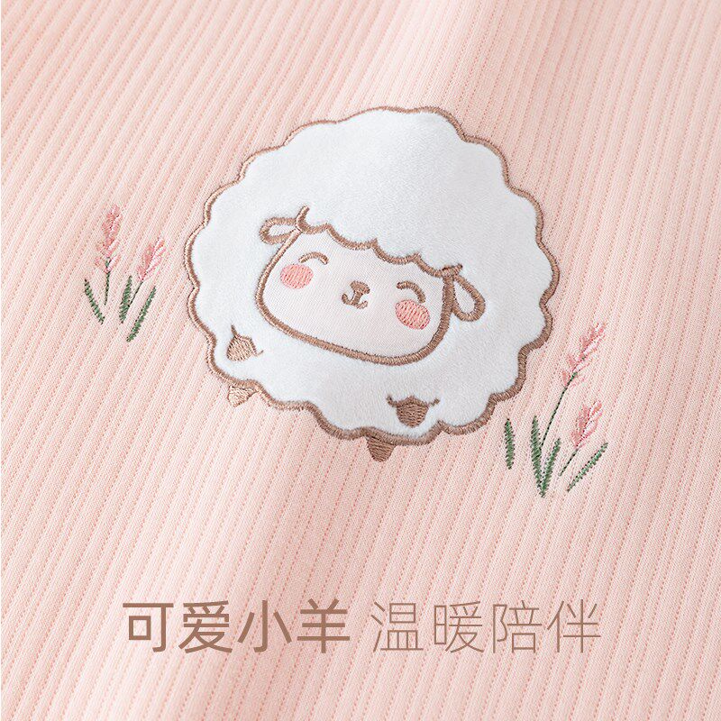 汤尼倍儿婴儿高腰套装秋冬夹棉保暖内衣裤可开扣女宝宝护肚家居服