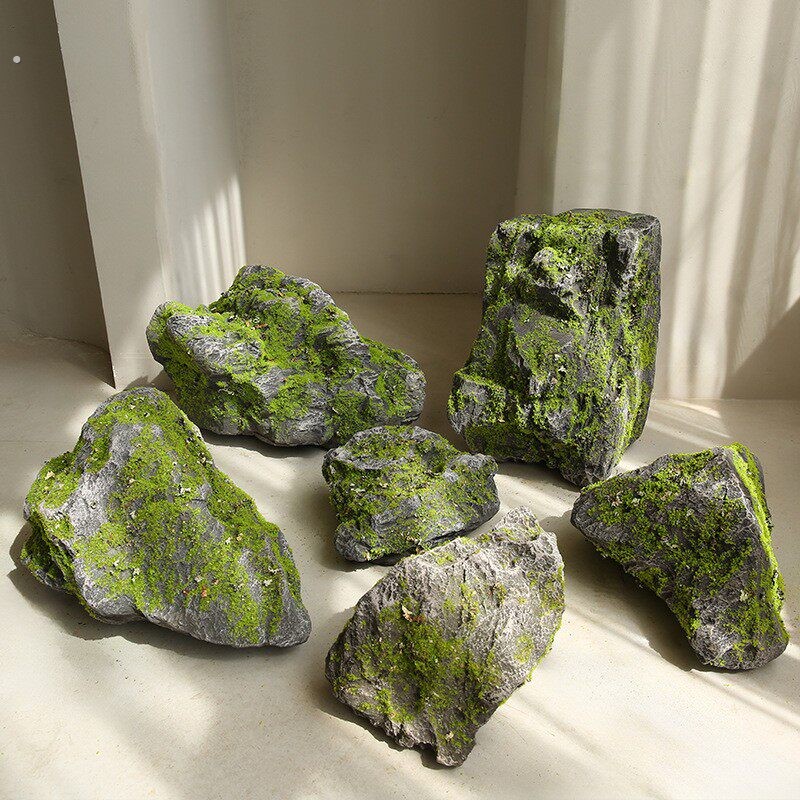 仿真泡沫石头造景庭院假山装饰青苔石苔藓假石头岩石拍摄道具摆件